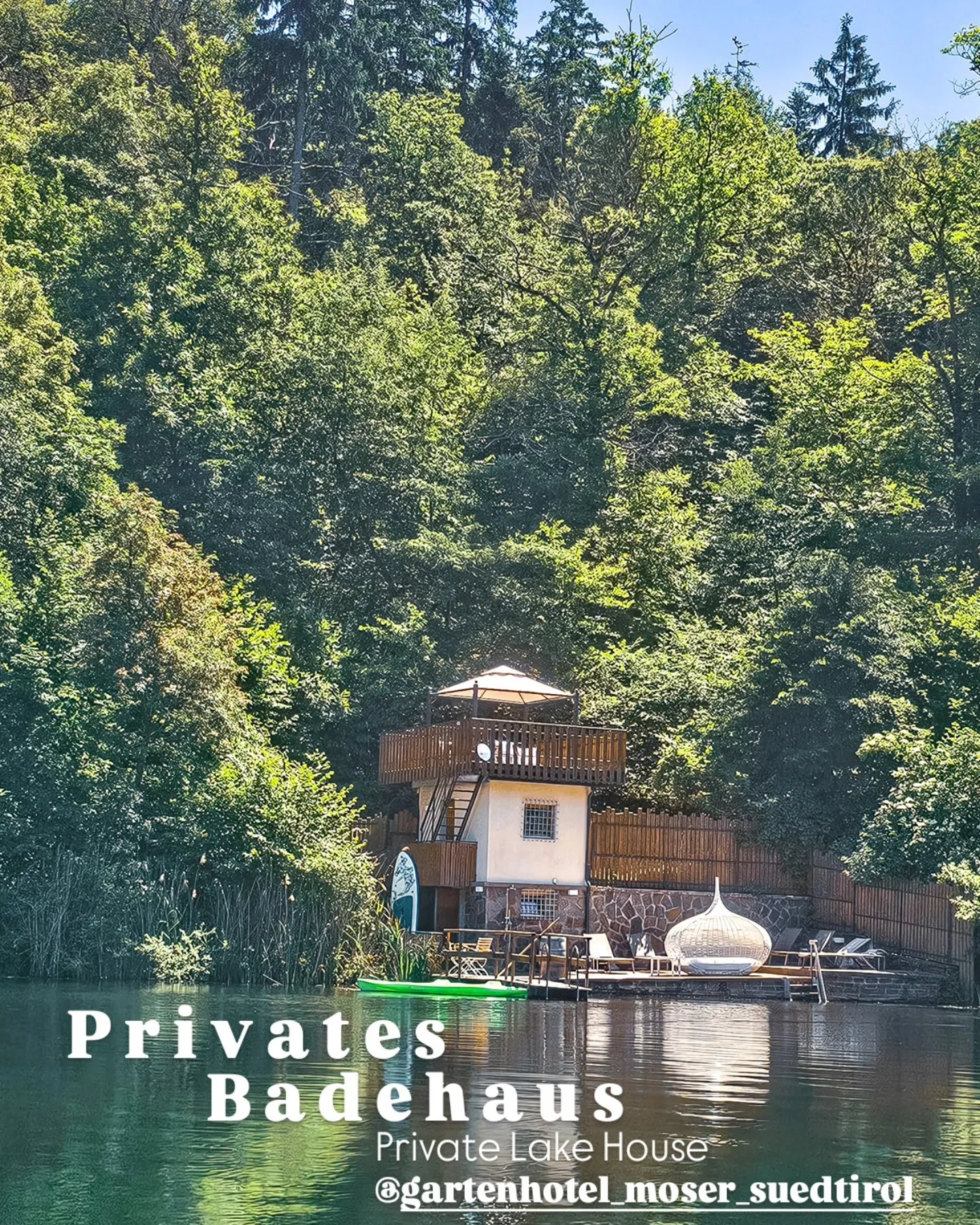 Story-Ausschnitt: privates Badehaus am Montiggler See